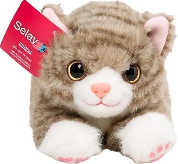 Selay Toys Pelüş Gri Kedi 25 cm 4522 - Image 1