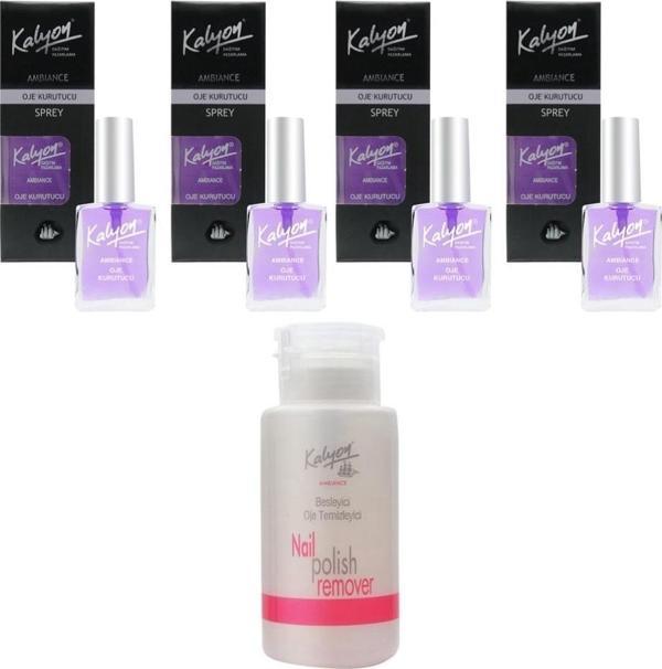 Kalyon Oje Kurutucu Sprey 17 Ml 4 Adet+Pompalı Aseton 200Ml - Image 1