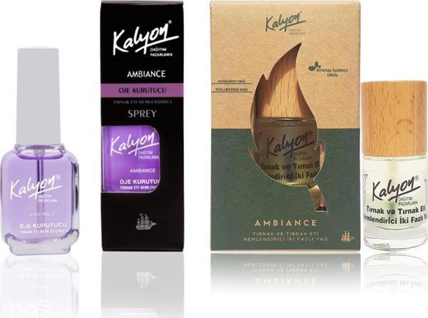 Kalyon Oje Kurutucu Sprey + Bitkisel Tırnak ve Tırnak Eti Nemlendirici İki Fazlı Yağ 11 ml - Image 1