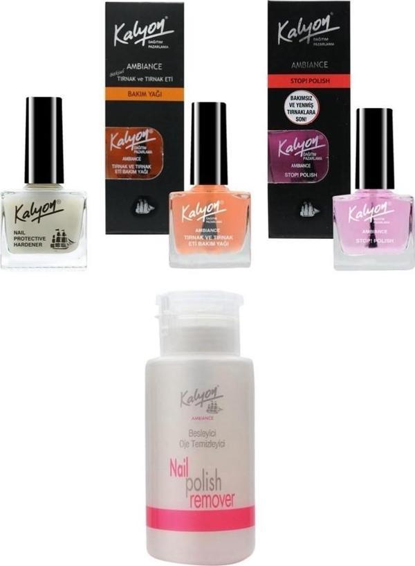 Kalyon Tırnak Setleştirici+Bakım Yağı+Acı Cila+Pompalı Aseton 200Ml - Image 1