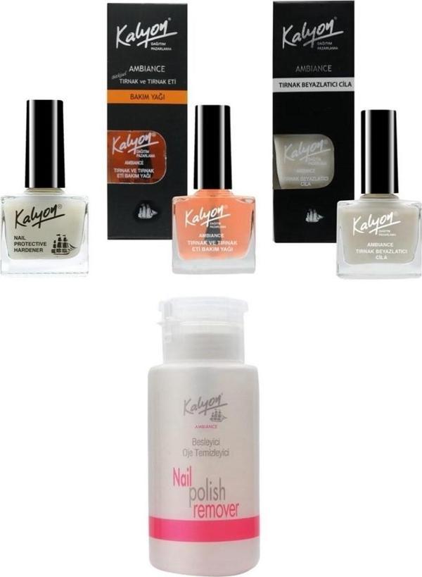Kalyon Tırnak Setleştirici+Bakım Yağı+Beyzalatıcı Cila+Pompalı Aseton 200Ml - Image 1