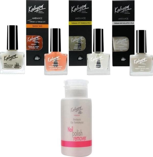 Kalyon Tırnak Setleştirici+Bakım Yağı+Et Temizleyici+Beyzalatıcı Cila+Pompalı Aseton 200Ml - Image 1