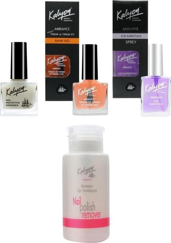 Kalyon Tırnak Setleştirici+Bakım Yağı+Oje Kurutucu Sprey 17Ml+Pompalı Aseton 200Ml - Image 1