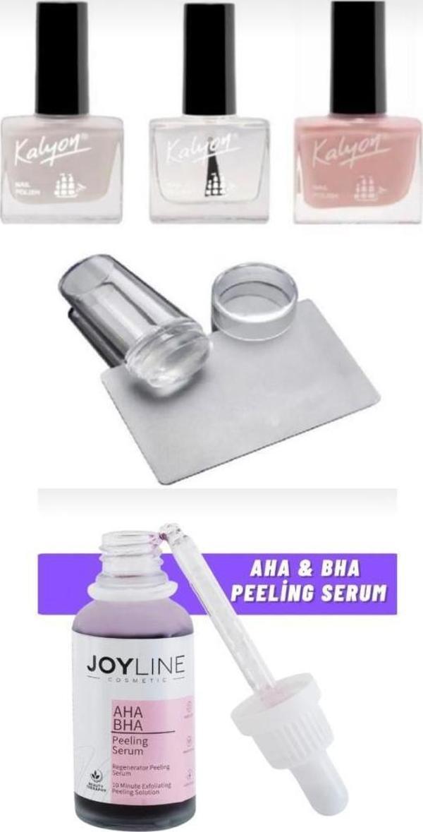 Kalyon French Set + Stamper Silikon+joy line Kırmızı Peeling Serumu 30ml Aha %30 Bha %2 - Image 1