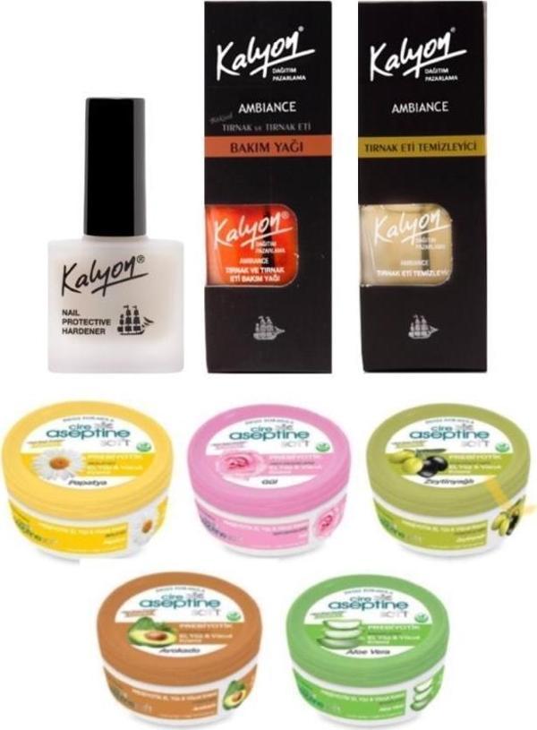 Kalyon Tırnak Sertleştirici+Bakım Yağı+Et Temizleyici+Cire Aseptine Krem 30Ml 5 Adet Karma - Image 1