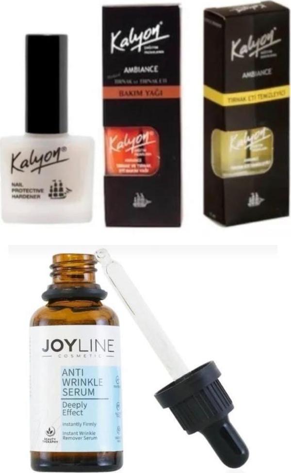 Kalyon Tırnak Sertleştrici+Tırnak Bakım Yağı+Tırnak Eti Temizleyici 3'lü Set+joy line Anında Botoks Etkili,kolajen Artır - Image 1