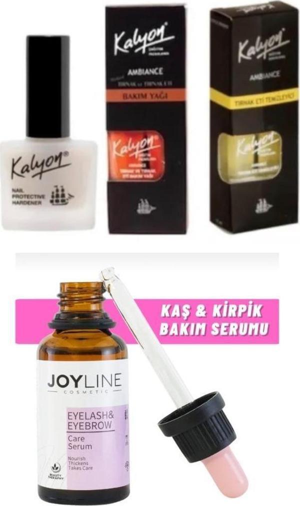 Kalyon Tırnak Sertleştrici+Tırnak Bakım Yağı+Tırnak Eti Temizleyici 3'lü Set+joy line Kaş Kirpik Onarıcı,uzatıcı,besleyi - Image 1