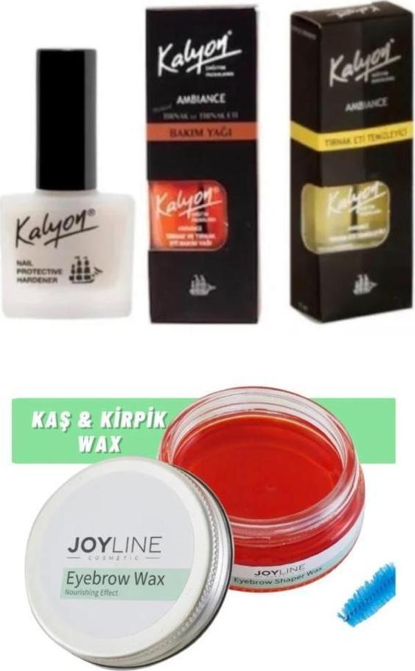 Kalyon Tırnak Sertleştrici+Tırnak Bakım Yağı+Tırnak Eti Temizleyici 3'lü Set+joy line Kaş Şekillendirici Ve Sabitleyici  - Image 1