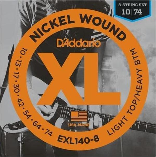 DADDARIO EXL140-8 ELEKTRO GİTAR TEL SETİ, 8 TELLİ, XL, 10-74, LIGHT TOP/HEAVY BOTTOM - Image 1