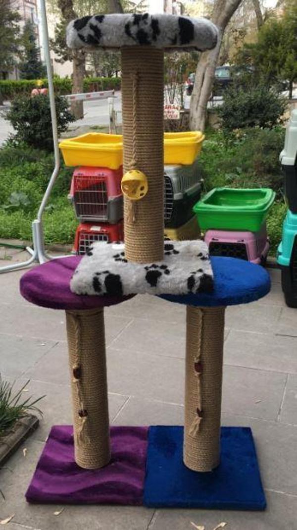 Oturaklı Kedi Tırmalama Tahtası Yuvarlak Kalın 1 Adet - Image 1