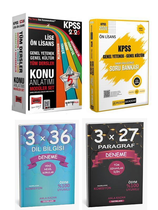 Anla Kazan 2026 Yargı + Pegem KPSS Lise Önlisans Modüler Set Konu ve Soru + Denemeler 4 lü Set - Yargı Yayınları - Image 1