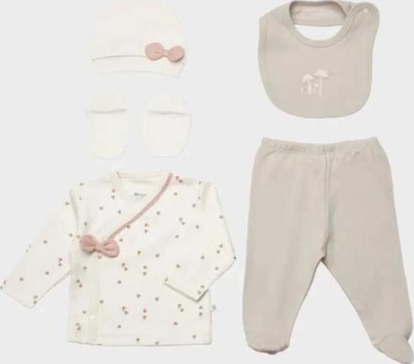 Tatlı Temalı Biorganik 5’Li Hastane Çıkış Seti – Light Beige - Image 1