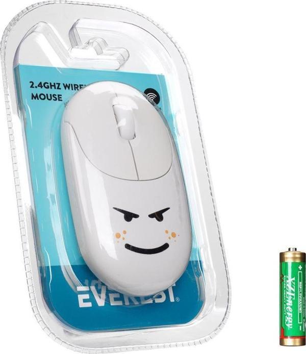 Everest Sm-26 Fashıon 2.4Ghz Beyaz Kabartmalı Kablosuz Mouse - Image 1