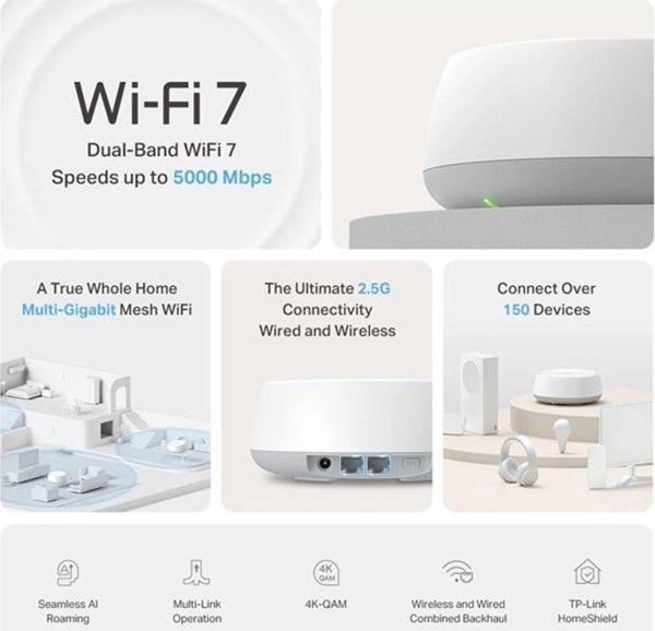 Tp-Lınk Tp-Lınk Be25 Be5000 Wıfı7 Ev Ofis Tipi Mesh Router - Image 1