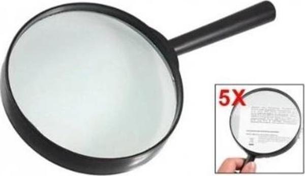 Plastik Siyah Yuvarlak Kolu 100mm Dia Büyüteç 5x Büyüteç - Image 1