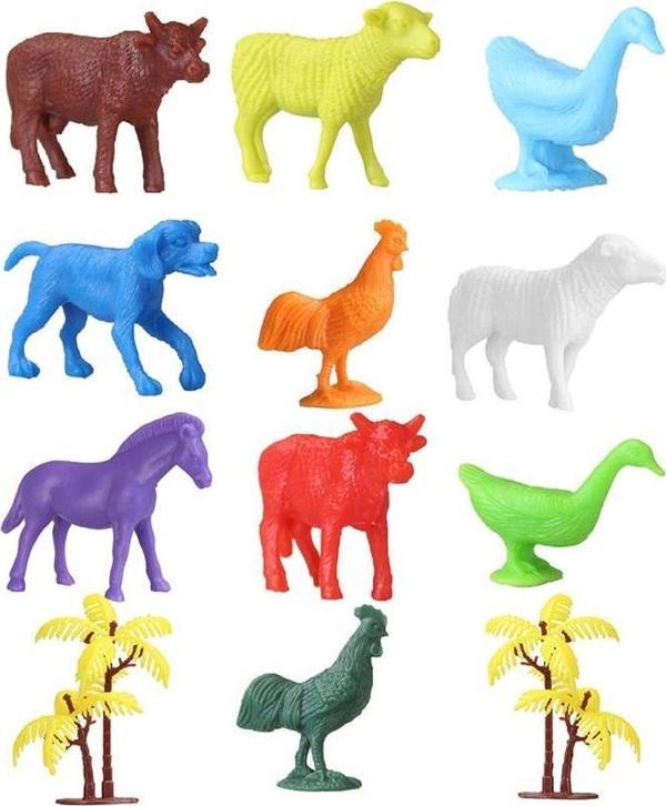 676 Toy Play 12 Parça Renkli Mini Çiftlik Hayvanları Figür Seti 4-6 cm - Image 1