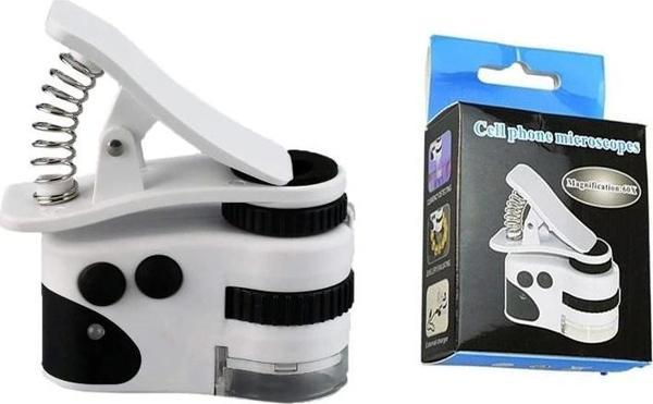 60x Mini Cep Telefonu Için Mandallı Mikroskop Uv Ledli Büyüteç Model Al2431 - Image 1