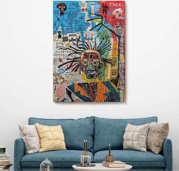 Ena Unity Jean Michel Basquiat Jazz King Kanvas Tablo, Jazz King Canvas Tablo-4964 - Image 1