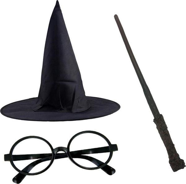 Mobee Harry Potter Şapkası Gözlük Ve Asa Cosplay Parti Doğum Günü Cadılar Bayramı Seti 1450 - Image 1