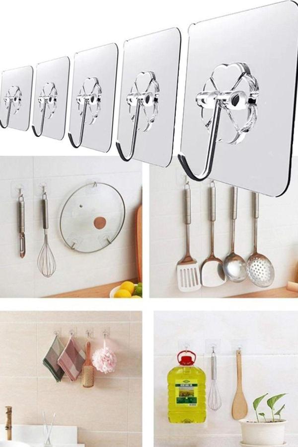 Mobee Kendinden Yapışkanlı Şeffaf Askı 5 Li Set Güçlü Askı Set 1420 - Image 1
