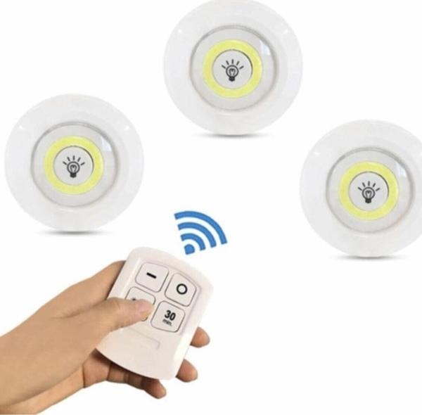 Mobee 3Lü Spot Led Lamba Kablosuz Uzaktan Kumandalı Pilli Işıldak - Image 1