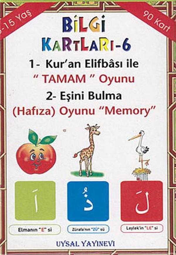 Bilgi Kartları 6 - 1. Kur'an Elifbası ile Tamam Oyunu 2. Eşini Bulma (Hafıza) Oyunu Memory - Uysal Yayınevi - Image 1