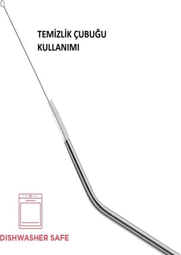 Mobee Metal Pipet 4 Adet Temizleme Fırçalı Çelik Pipeti 5 Parçalı Set - Image 1