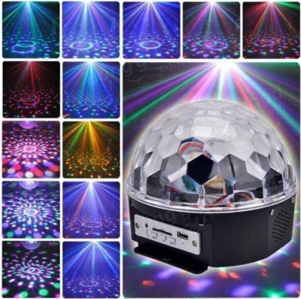 Mobee Led Işıklı Kristal Küre Disko Topu 6 Renk Sese Duyarlı Kumandalı Rengarenk Işık Topu - Image 1