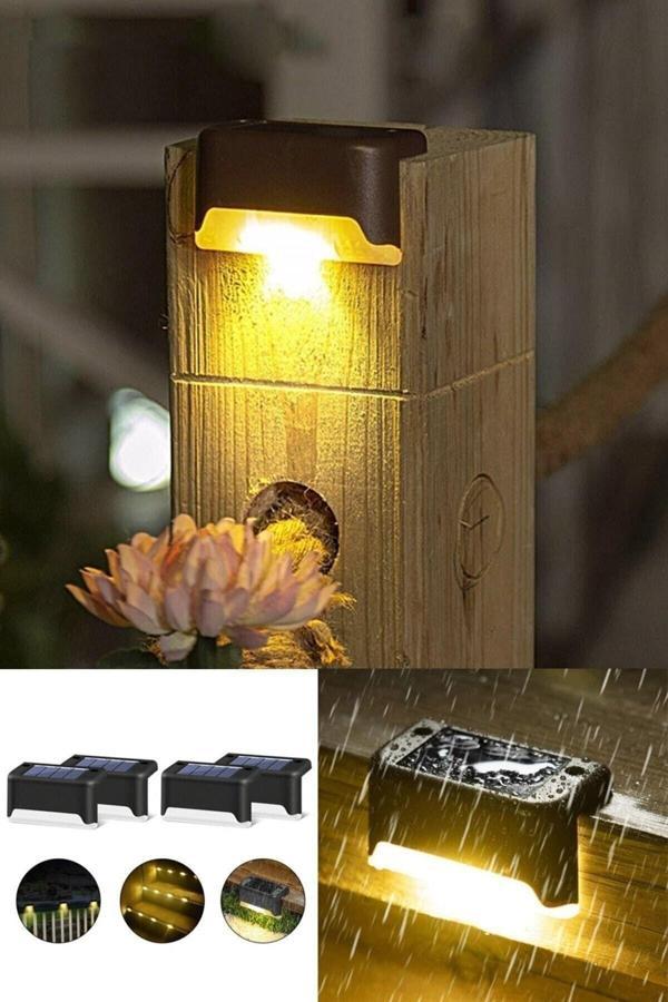Mobee Solar Güneş Enerjili Köşebent Merdiven Veranda Bahçe Led Lamba 4 Lü Set 1430 - Image 1