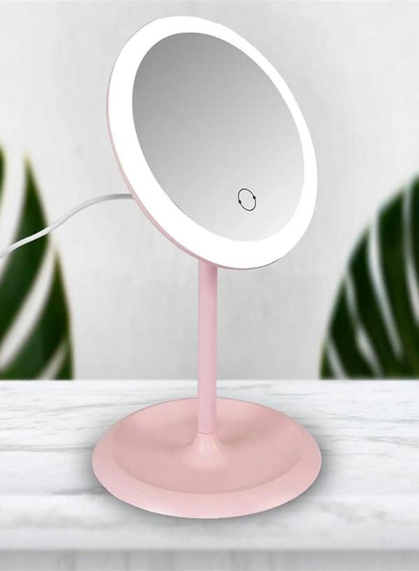 Mobee Beyaz Dokunmatik Led Işıklı Usb Li Yuvarlak Masa Üstü Makyaj Aynası Makyaj Aynası Ledli - Image 1