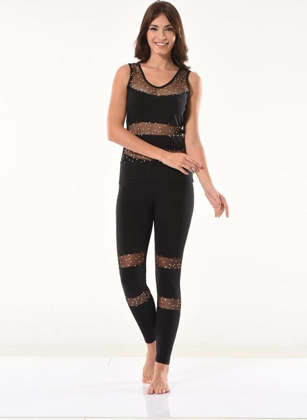 Puantiyeli Transparan Tayt Takım - Image 1