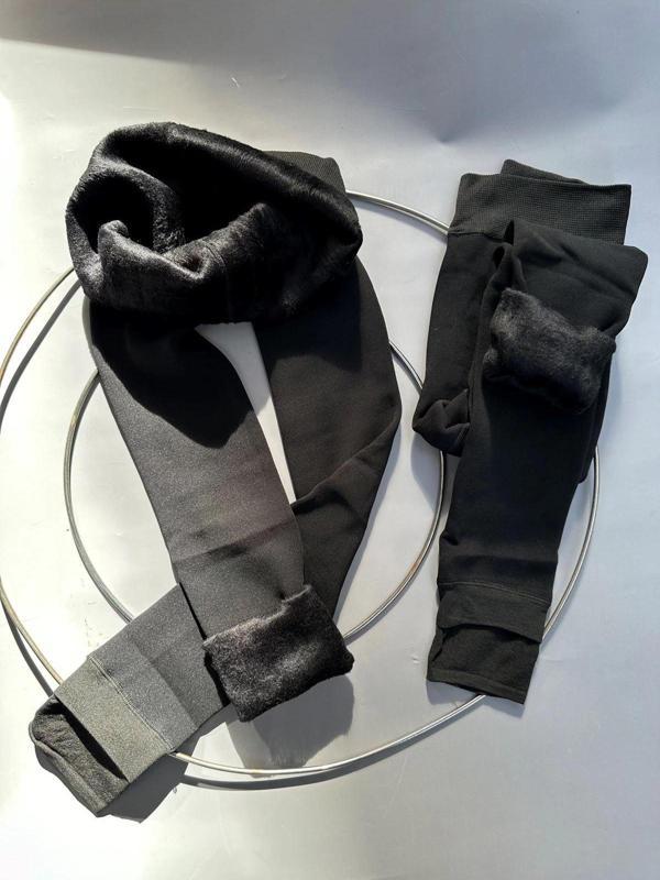 SİYAH PELUŞ TAYT PT580-1 - Image 1