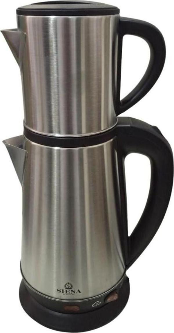 Siena SN-1004 Çelik Çay Makinesi Demlik 0.8 Lt Alt Demlik (Suluk) 1.8 Lt - İnox  - Image 1