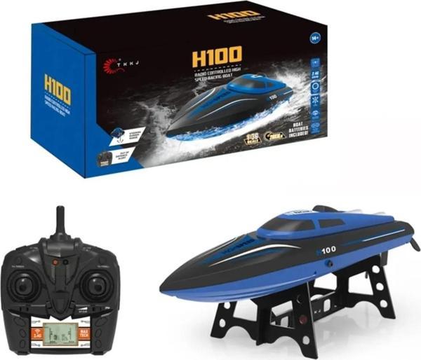 H100 RC Hız teknesi su geçirmez yüksek hızlı 35 CM Mavi RENK - Image 1
