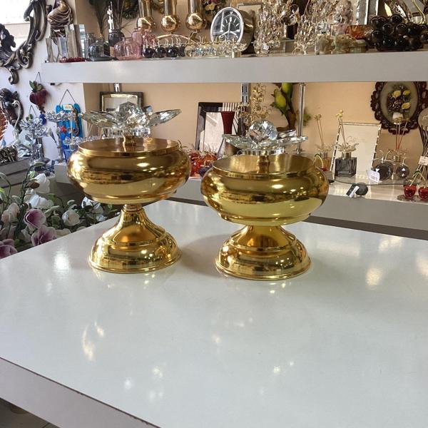 Dekoratif 2'li Nilüferli Kutu Gold Renk - Image 1
