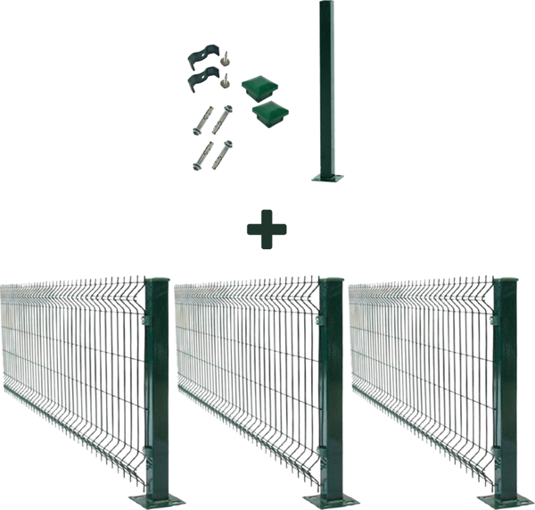 Telfence 3 'lü Panel Çit Takım Çift Telli + 1 Direk Avantaj Paketi (7,5 Metre) 50 Cm-Antrasit - Image 1