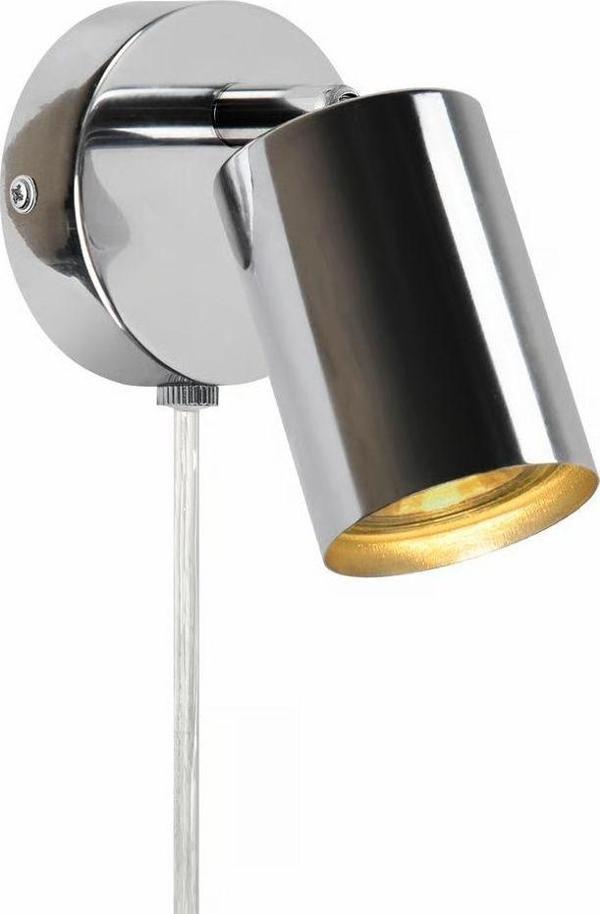 Rsylight Metal Mafsallı Krom Spot Armatür Aplik Kablolu Fişli Beyaz Led Ampullü - Image 1