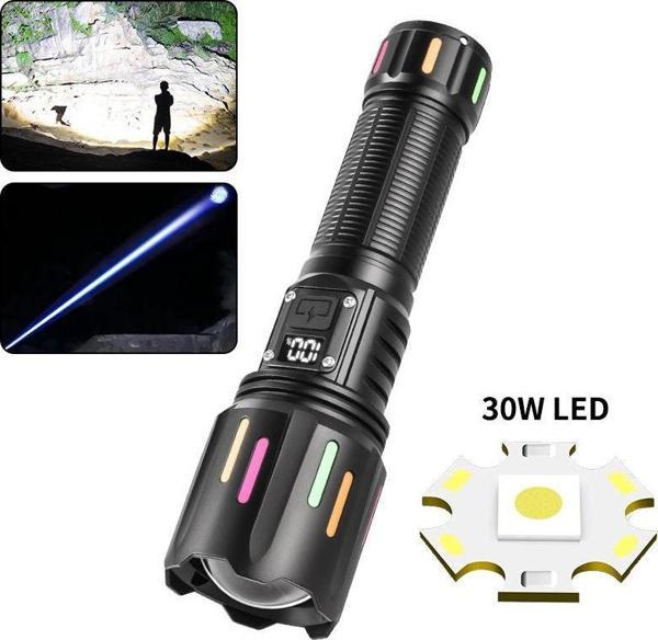 PeakStar Ps-9954 30w Zoomlu Led Powerbank Özellikli Şarjlı Profesyonel El Feneri - Image 1