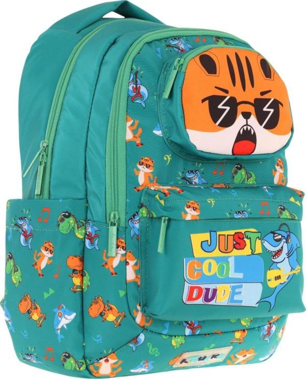 Kaukko Toys Erkek Çocuk 3D Aslan Şekilli İlkokul ve Günlük Sırt Çantası - Yeşil - L5254 - Image 1