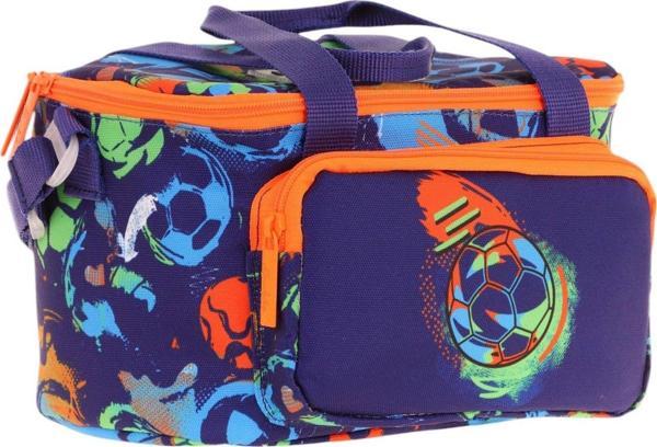 Kaukko Kids Thermo Isı Yalıtımlı Erkek Çocuk Futbol Topu Baskılı Lacivert Turuncu Beslenme Çantası L7269 (İki Bölmeli) - Image 1