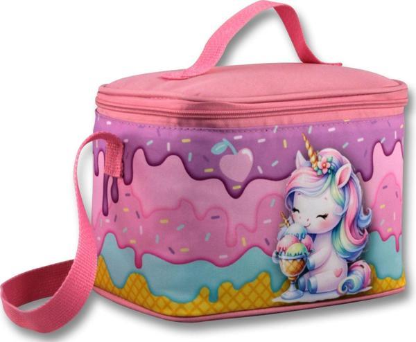 Ümit Çanta Termoslu/Isı Yalıtımlı Beslenme Çantası - 5004 - Dondurma Yiyen Unicorn, Mor Pembe (Kız Çocuk) - Image 1