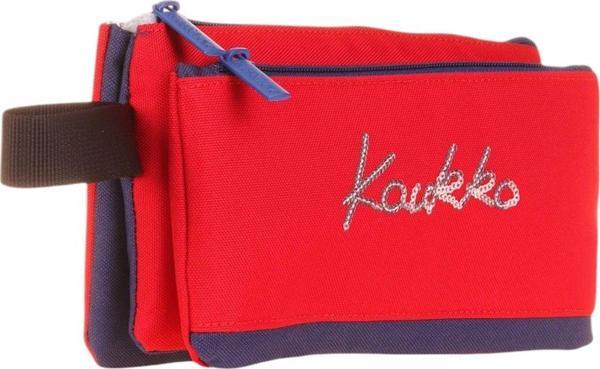 Kaukko İki Bölmeli Kırmızı Love Baskılı Kız Çocuk Akordion Kalem Çantası - K2674 - Image 1
