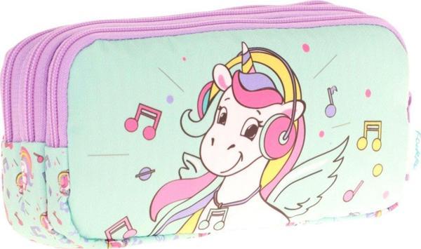 Kaukko Kids Üç Bölmeli Su Yeşili, Unicorn Temalı, Kız Çocuk Okul Kalemliği - L8234 - Image 1