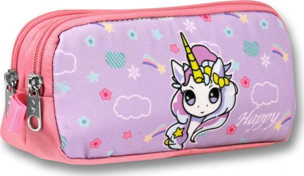 Ümit Çanta Turkuaz Pembe Gökkuşağı Unicorn Desenli Kalem Çantası - Kız Çocuk - 5017 - Image 1