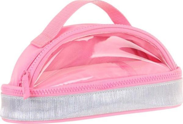 Kaukko Crescent Taşıma Saplı Kız Çocuk İki Gözlü Kalemlik - Pembe Gri, Şeffaf Cepli - K2727 - Image 1