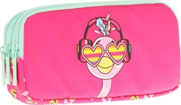 Kaukko Kids Üç Bölmeli Pembe Yeşil, Unicorn Baskılı, Kız Çocuk Okul Kalemliği - L8235 - Image 1
