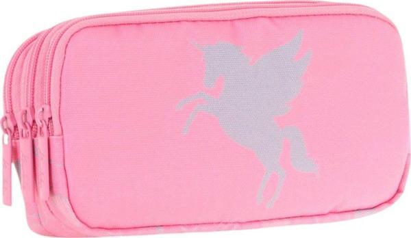 Kaukko Kids Üç Bölmeli Pembe, Unicorn, Kız Çocuk Okul Kalem Çantası - L8218 - Image 1