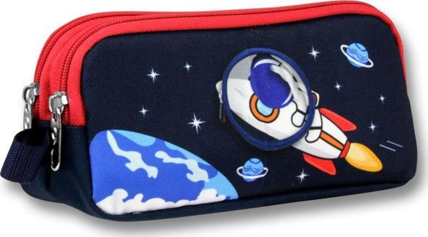 Ümit Çanta Erkek Çocuklar İçin İki Bölmeli Astronot Desenli Kalemlik - Lacivert Kırmızı - 5044 - Image 1