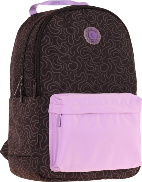 Kaukko Double Colors Üç Bölmeli Kız Çocuk Okul ve Günlük Sırt Çantası - Siyah Lila - K1840 - Image 1