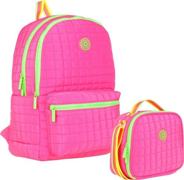 Kaukko Kız Çocuk Kapitone Detaylı Pembe Yeşil Okul Çantası ve Kalemlik Seti(K1771+K9046) - Image 1